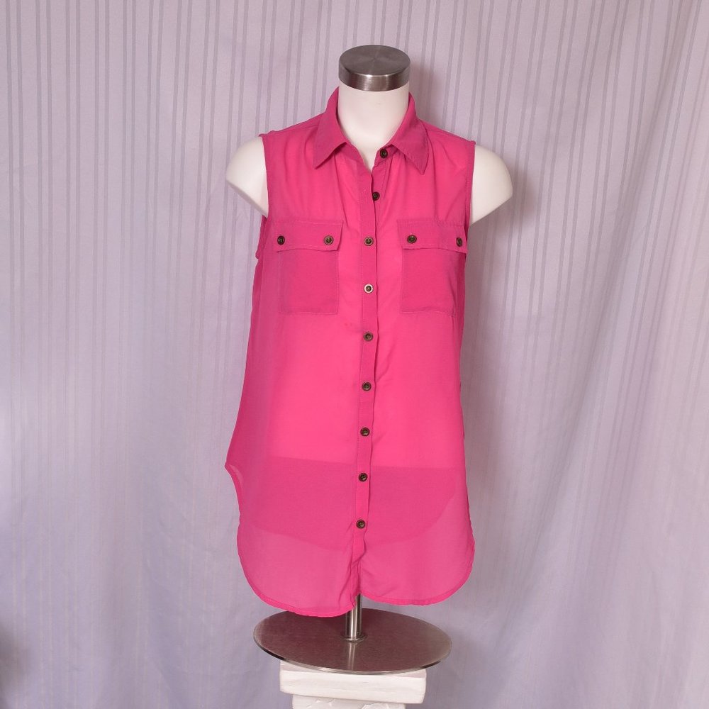 B_envied Blouse Bright Pink No Sleeve Top Size Medium